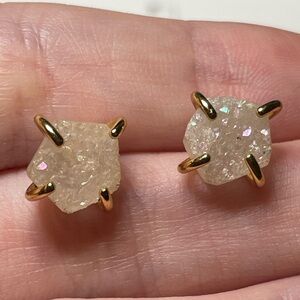 Chic Gold and Cream Druzy Earrings gold vermeil